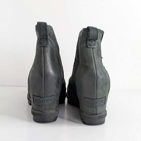 Sorel Joan of Arctic Wedge II Chelsea Boots Black Leather W 8 Waterproof - Picture 5 of 16
